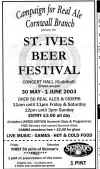 St. Ives CAMRA Cornwall Beer Festival 2003 Token 1