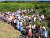 The crowd gathers on Worvas Hill, St. Ives, Cornwall