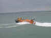 The lifeboat at sea in St. Ives Bay, Cornwall