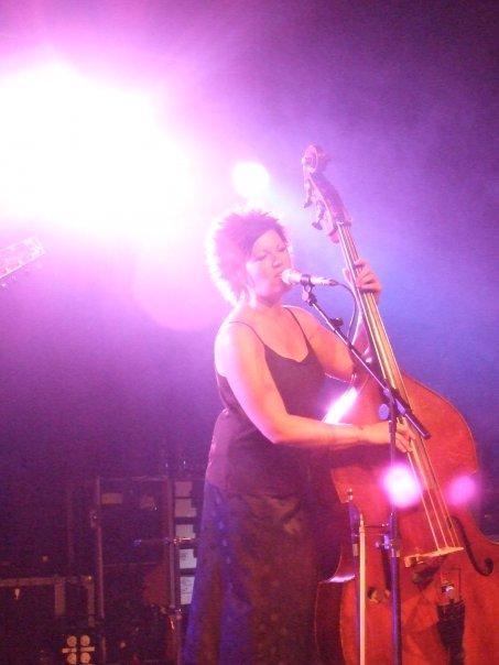 Miranda double-bassing in Ely Cathedral
