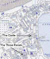 St. Ives street map showing location of Three Ferrets and Castle Inn