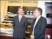 Pasty shop opening, Andreas Scholz and Sir Peter Torry
