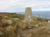 The triangulation point on Trevega Cliff, St. Ives Bay, Cornwall